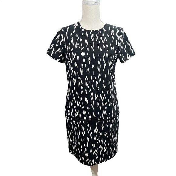 Rachel Zoe Black White Frances Drop Waist Zip around Shift Dress Size 2 - Picture 1 of 7